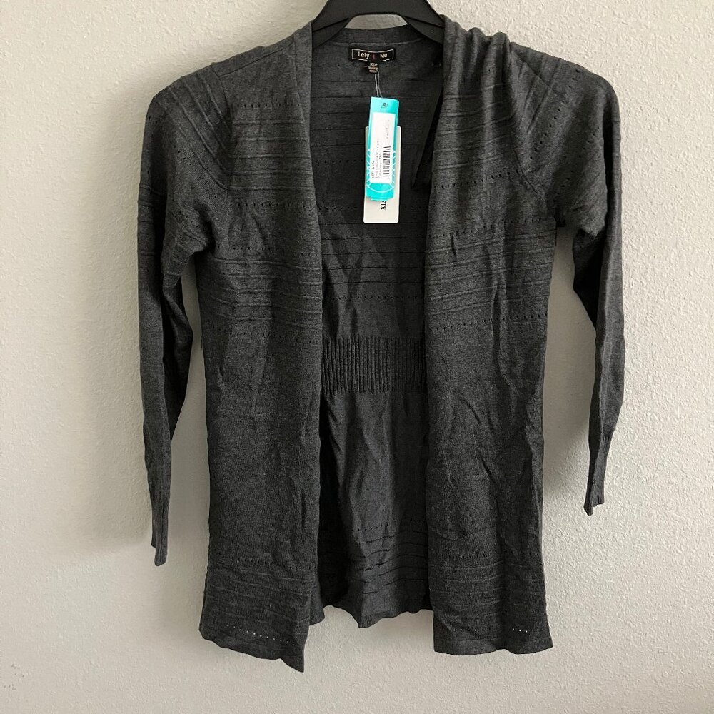 Lefty & Me Emie Petite Rib detail Cardigan - Dark Grey (Sz XSP) 754371